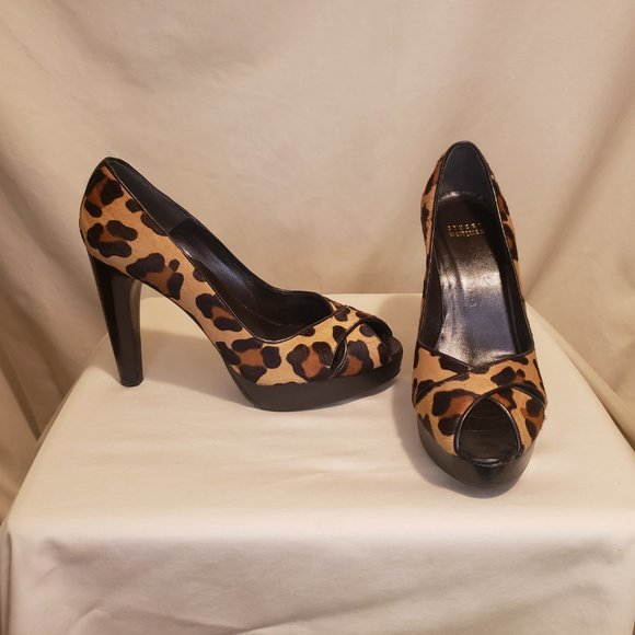 Stuart Weitzman Platform Leopard Print Horse Hair Heels, Ladies size 9 M - Picture 5 of 10